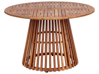 Wyld And Coco Acacia Round Dining Table 120 Cm Light Brown Outdoor - One-Leg, Parasol Hole - image 1