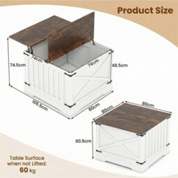 80Cm Square Farmhouse Lift Top Coffee Table With Hidden Storage Coffee - thumbnail 2