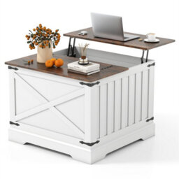 80Cm Square Farmhouse Lift Top Coffee Table With Hidden Storage Coffee - thumbnail 1