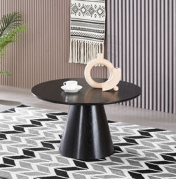 PureLifestyleWonders Designer Wood Grain Effect Coffee Table Round Black Oscura - thumbnail 4