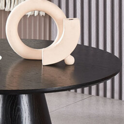 PureLifestyleWonders Designer Wood Grain Effect Coffee Table Round Black Oscura - thumbnail 3