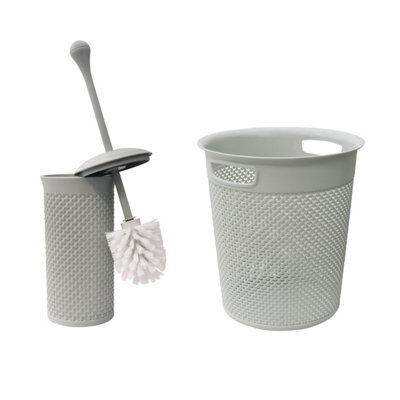 Jvl Droplette Toilet Brush And Round Bin - Ice Grey - image 1