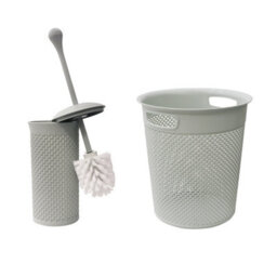 Jvl Droplette Toilet Brush And Round Bin - Ice Grey