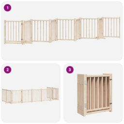 Walplus Poplar Wood Dog Gate With Door Foldable 9 Panels 450 Cm, Includes Door & Locks - thumbnail 6
