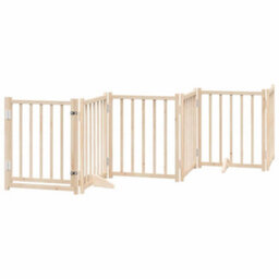 Walplus Poplar Wood Dog Gate With Door Foldable 9 Panels 450 Cm, Includes Door & Locks - thumbnail 4