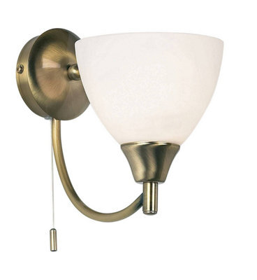 Luminosa Lighting Luminosa Alton 1 Light Wall Light Antique Brass With Opal Glass Shade, E14 - image 1