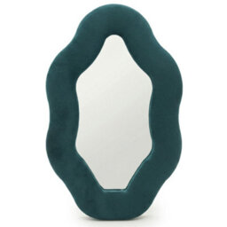 Serenityy Soft Squiggly Oval Pebble Wall Mirror Royal Teal Modern Decorative Mirror 32.5Cm