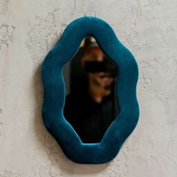 Serenityy Soft Squiggly Oval Pebble Wall Mirror Royal Teal Modern Decorative Mirror 32.5Cm - thumbnail 5