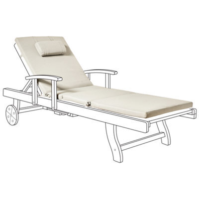 Beliani Sun Lounger Pad Cushion Toscana/java/amantea Premium 189 X 58 Cm Taupe - image 1