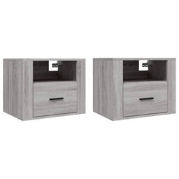 Berkfield Wall-Mounted Bedside Cabinets 2 Pcs Grey Sonoma 50X36X40 Cm - thumbnail 2