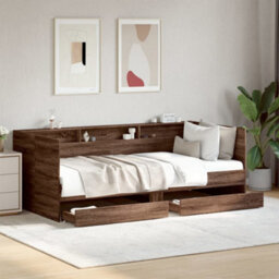 Berkfield Daybed With Drawers Without Mattress Brown Oak 75X190 Cm Small Single - thumbnail 1