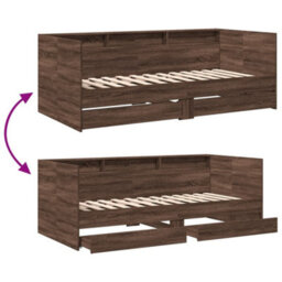 Berkfield Daybed With Drawers Without Mattress Brown Oak 75X190 Cm Small Single - thumbnail 8