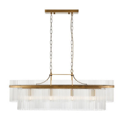 Luminosa Lighting Luminosa Marietta Bar Pendant Ceiling Light Antique Brass Plate, Clear Glass, 4X E14 - image 1