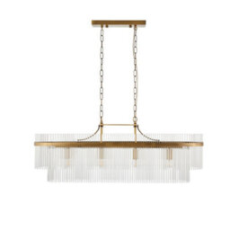 Luminosa Lighting Luminosa Marietta Bar Pendant Ceiling Light Antique Brass Plate, Clear Glass, 4X E14 - thumbnail 7