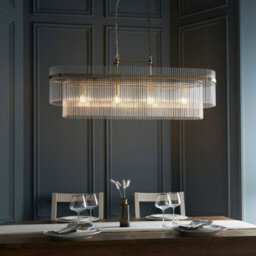 Luminosa Lighting Luminosa Marietta Bar Pendant Ceiling Light Antique Brass Plate, Clear Glass, 4X E14 - thumbnail 2
