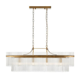 Luminosa Lighting Luminosa Marietta Bar Pendant Ceiling Light Antique Brass Plate, Clear Glass, 4X E14 - thumbnail 1