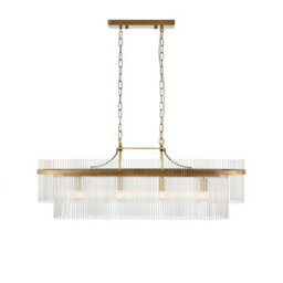 Luminosa Lighting Luminosa Marietta Bar Pendant Ceiling Light Antique Brass Plate, Clear Glass, 4X E14 - thumbnail 6