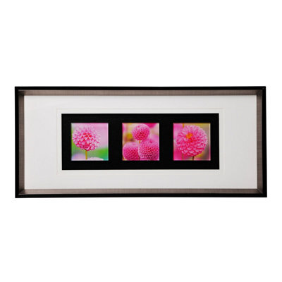 Orsina Pink Floral Colour Glass Triple Wall Art - image 1