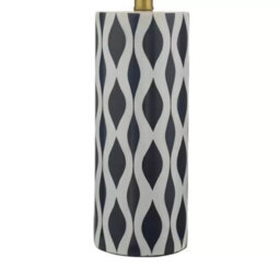 Xample Weylin Ceramic Table Lamp Navy White Glazed Base With White Faux Silk Shade E27 Bulb Required Modern Lighting - thumbnail 4