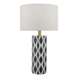 Xample Weylin Ceramic Table Lamp Navy White Glazed Base With White Faux Silk Shade E27 Bulb Required Modern Lighting - thumbnail 3