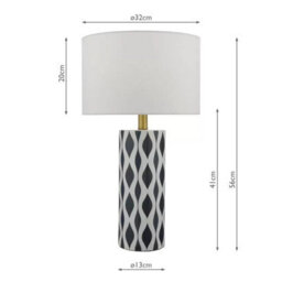 Xample Weylin Ceramic Table Lamp Navy White Glazed Base With White Faux Silk Shade E27 Bulb Required Modern Lighting - thumbnail 2