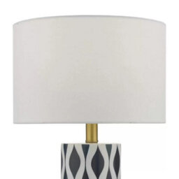 Xample Weylin Ceramic Table Lamp Navy White Glazed Base With White Faux Silk Shade E27 Bulb Required Modern Lighting - thumbnail 5