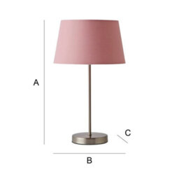 Valuelights Charles Brushed Chrome Table Lamp With Pink Tapered Shade And Bulb - thumbnail 8