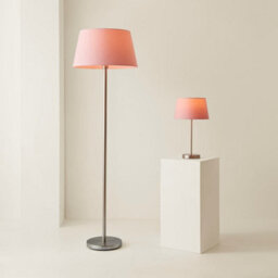 Valuelights Charles Brushed Chrome Table Lamp With Pink Tapered Shade And Bulb - thumbnail 7