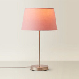 Valuelights Charles Brushed Chrome Table Lamp With Pink Tapered Shade And Bulb - thumbnail 6