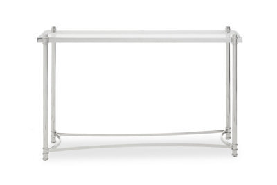 Premier Housewares Interiors By Premier Decent Silver Console Table With Clear Glass, Stylish Metallic Finished Decorative Table, Silver Table - image 1