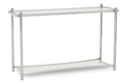 Premier Housewares Interiors By Premier Decent Silver Console Table With Clear Glass, Stylish Metallic Finished Decorative Table, Silver Table - thumbnail 3