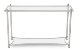 Premier Housewares Interiors By Premier Decent Silver Console Table With Clear Glass, Stylish Metallic Finished Decorative Table, Silver Table - thumbnail 2