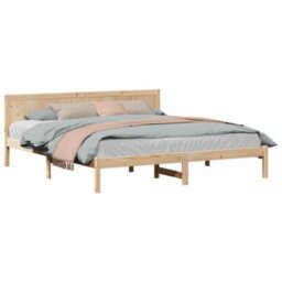 Berkfield Modern Pine Wood Bed Frame Natural Wood Solid Pine Wood 180 X 200 Cm - thumbnail 3