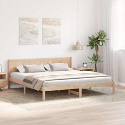Berkfield Modern Pine Wood Bed Frame Natural Wood Solid Pine Wood 180 X 200 Cm - thumbnail 4
