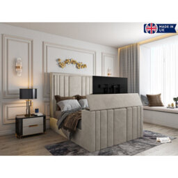 Atom Upholstered Soft Velvet  Pebble Tv Bespoke Bed Frame - thumbnail 1