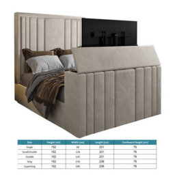 Atom Upholstered Soft Velvet  Pebble Tv Bespoke Bed Frame - thumbnail 3