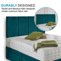 Dining Tables Zanzibar Headboard Divan Set , 2 Drawer On Same Side With Sprung 1500 Comfort Mattress - Plush Jade - Double - thumbnail 3