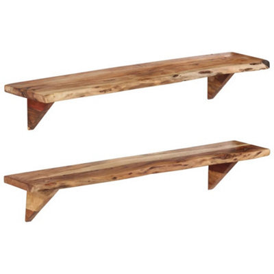 Berkfield Wall Shelves 2 Pcs 110X20X18 Cm Solid Wood Acacia - image 1
