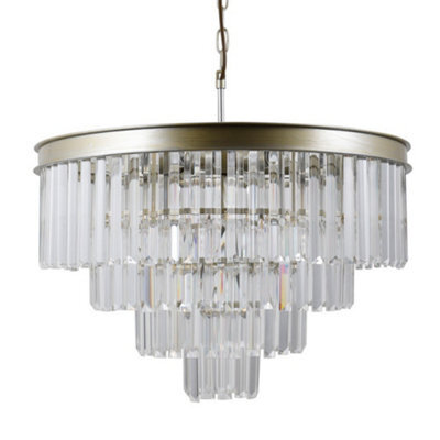 Luminosa Lighting Luminosa Hanging Pendant Golden Champagne 8 Light  With Crystal Glass Shade, E14 - image 1