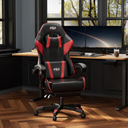Precision Synergie Gaming Chair For Adults, Reclining Computer Chair With Footrest, Lumbar Support, Headrest, Red Black - thumbnail 6