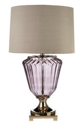 Orsina Sturdy Pleated Glass Table Lamp With Grey Shade, Decorative Bedside Light For Bedroom, Ambient Night Light