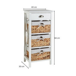 White Fully Assembled Storage Cabinet 1 Drawer 3 Woven Baskets - thumbnail 2