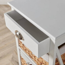 White Fully Assembled Storage Cabinet 1 Drawer 3 Woven Baskets - thumbnail 5