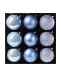 Werchristmas Set Of 9 Shatterproof Baubles, Ice Blue, 10 Cm - thumbnail 1