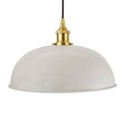 Pale Grey Worcester Painted Dome Pendant Light With Polished Brass Lamp Holder And Black Round Cable - Se Home