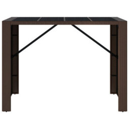 Berkfield Bar Table With Glass Top Brown 145X80X110 Cm Poly Rattan - thumbnail 3