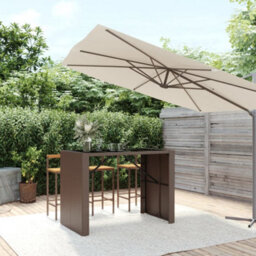 Berkfield Bar Table With Glass Top Brown 145X80X110 Cm Poly Rattan