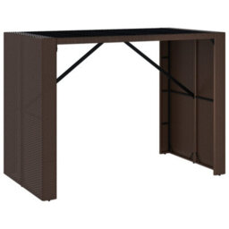 Berkfield Bar Table With Glass Top Brown 145X80X110 Cm Poly Rattan - thumbnail 2
