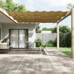 Walplus Vertical Awning Garden Sun Shade Canopy Gazebo For Back Door, Porch, Patio Beige 140X420 Cm Oxford Fabric - thumbnail 1
