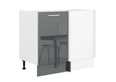 Impact Furniture Kitchen Corner Base Unit Straight Line Cupboard 110Cm 1000mm Soft Close Grey Gloss Luxe - image 1